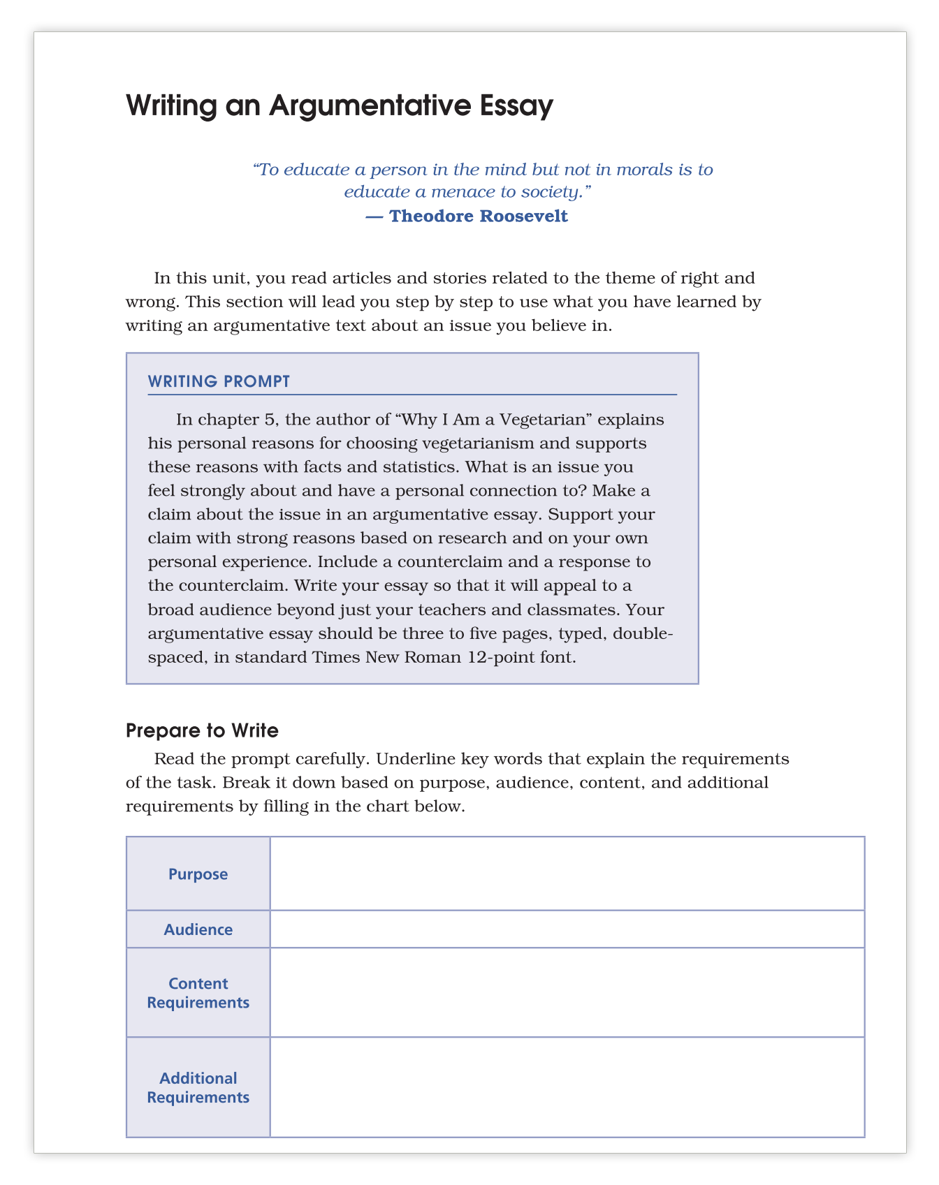 example of student edition page for writing an argumentative essay