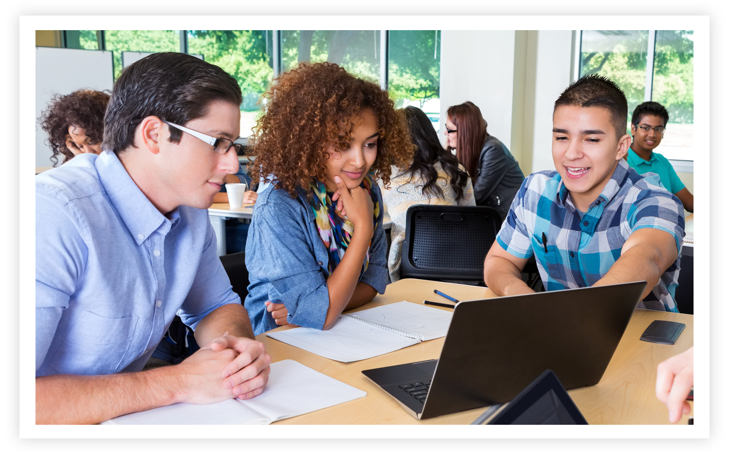 stock image of students studying together