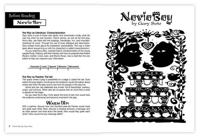 Student Edition pages showing Novio Boy